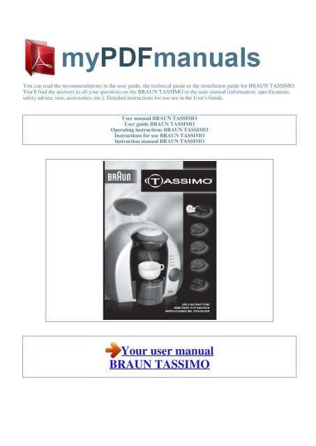 tassimo coffee maker instruction manual