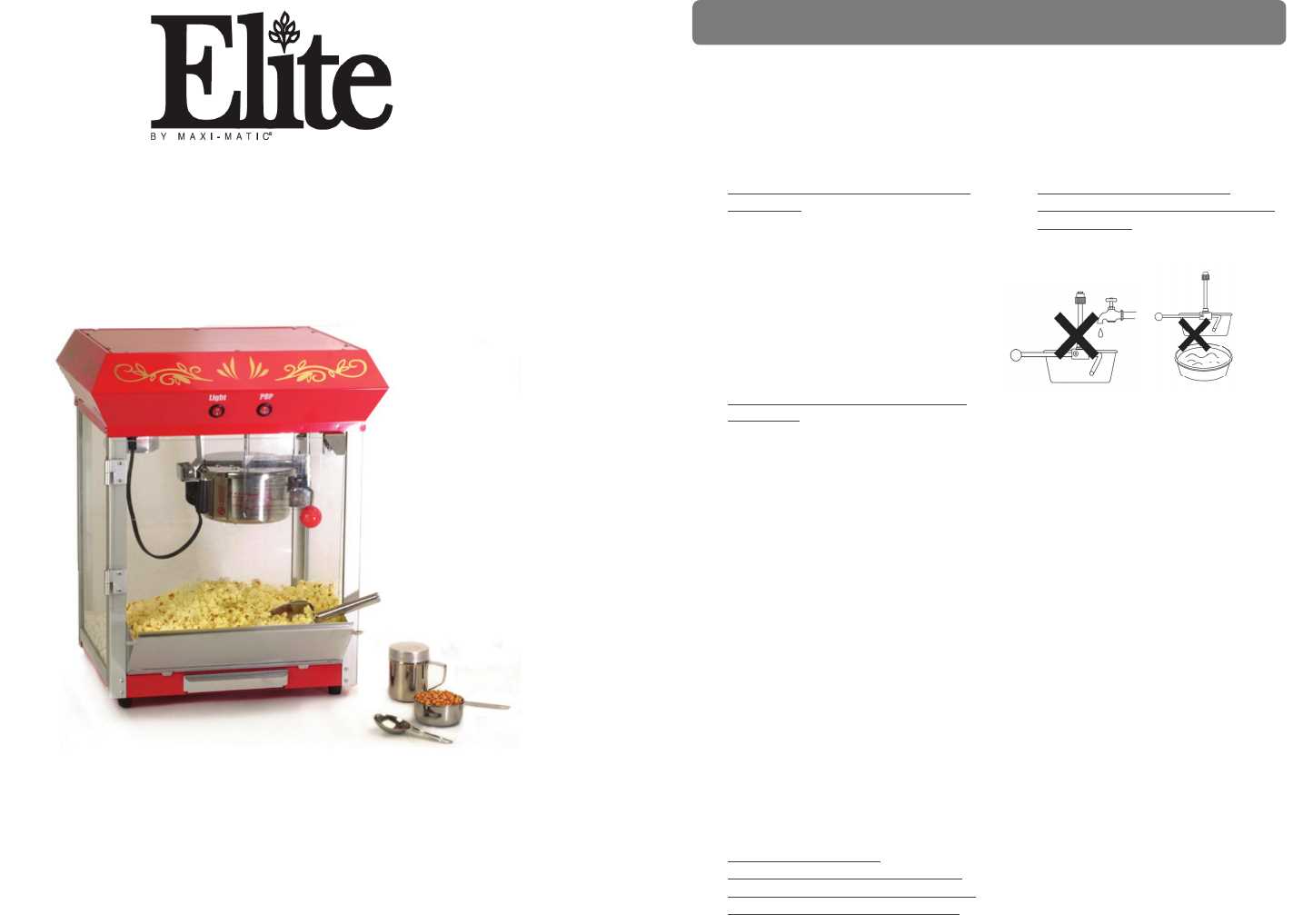 elite popcorn maker instruction manual