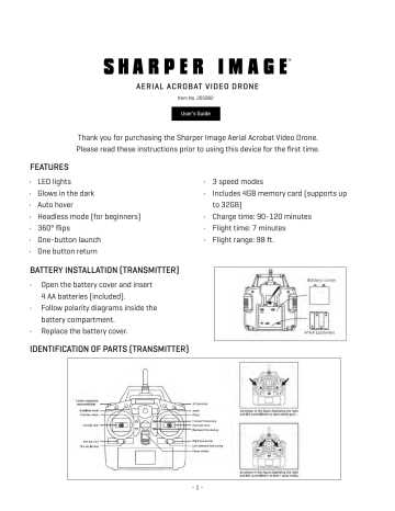 manual sharper image drone instructions