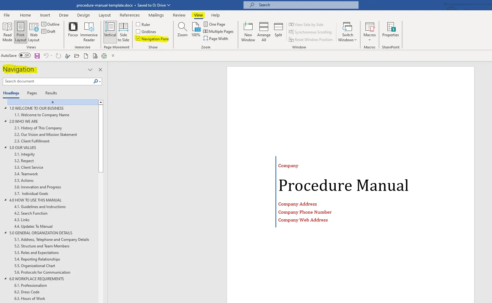 microsoft word instruction manual template