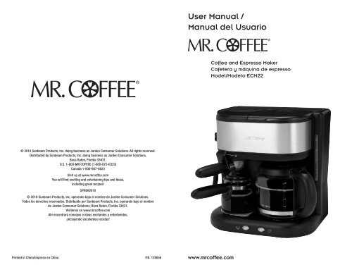 mr coffee cafe barista instruction manual