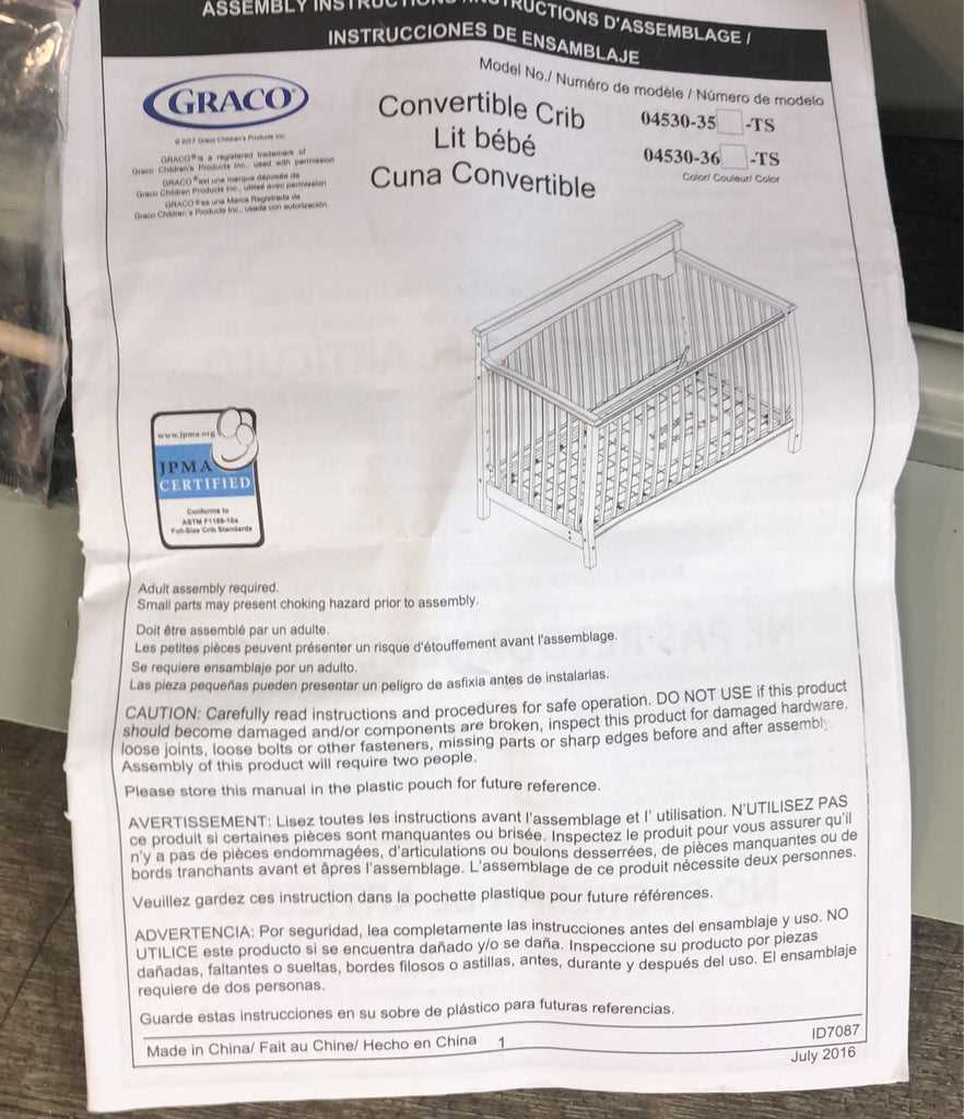 graco lauren 4 in 1 convertible crib instruction manual