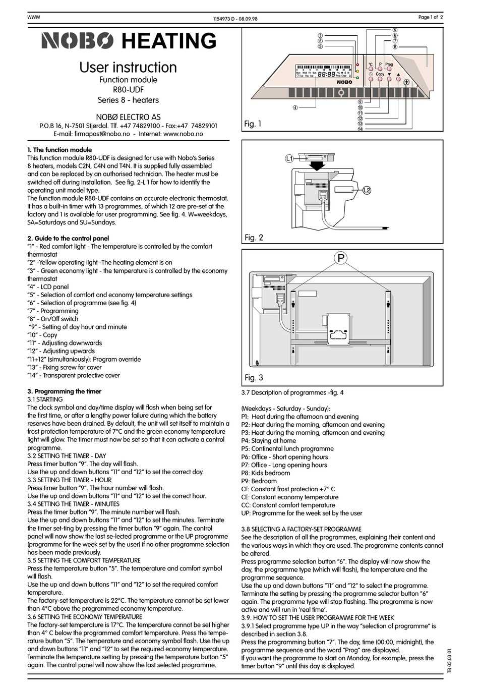 nobo panel heater instruction manual