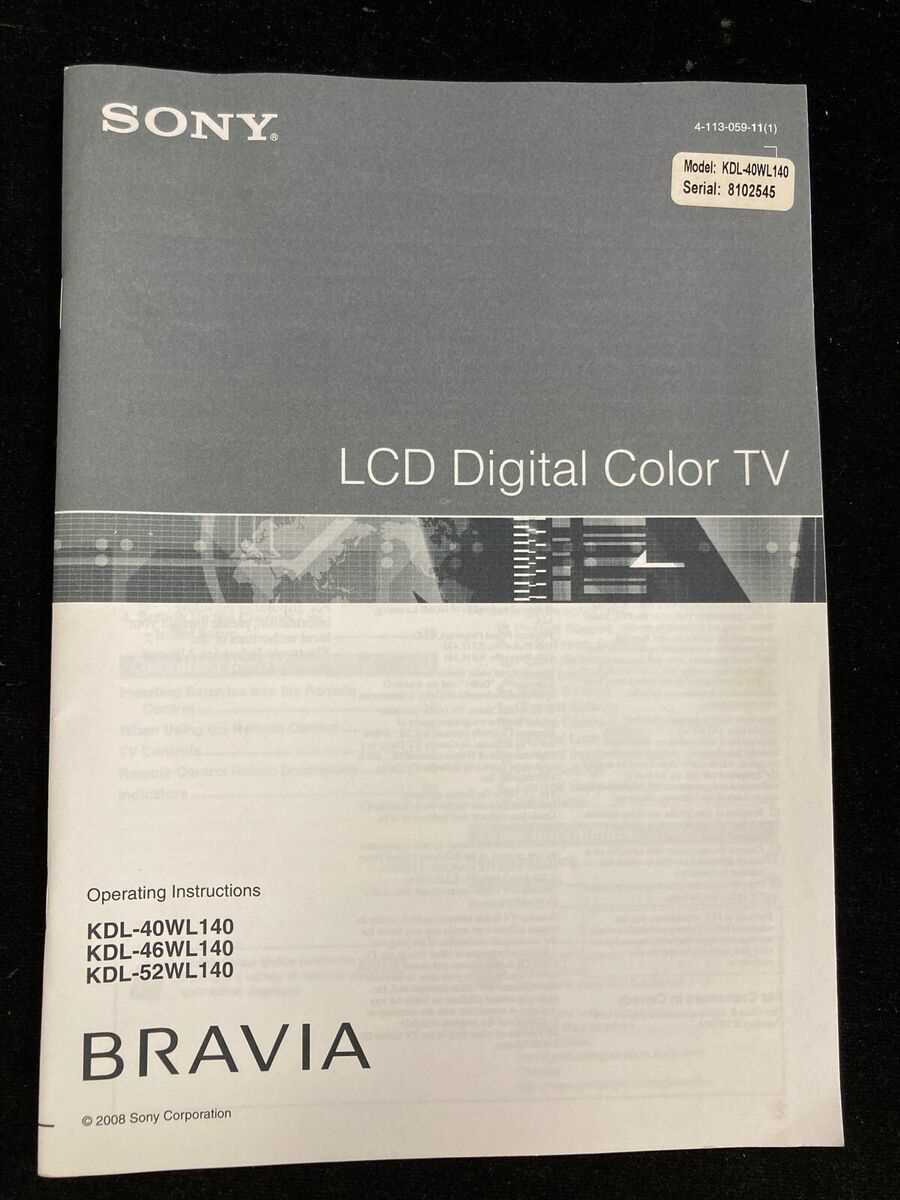 sony bravia instruction manual