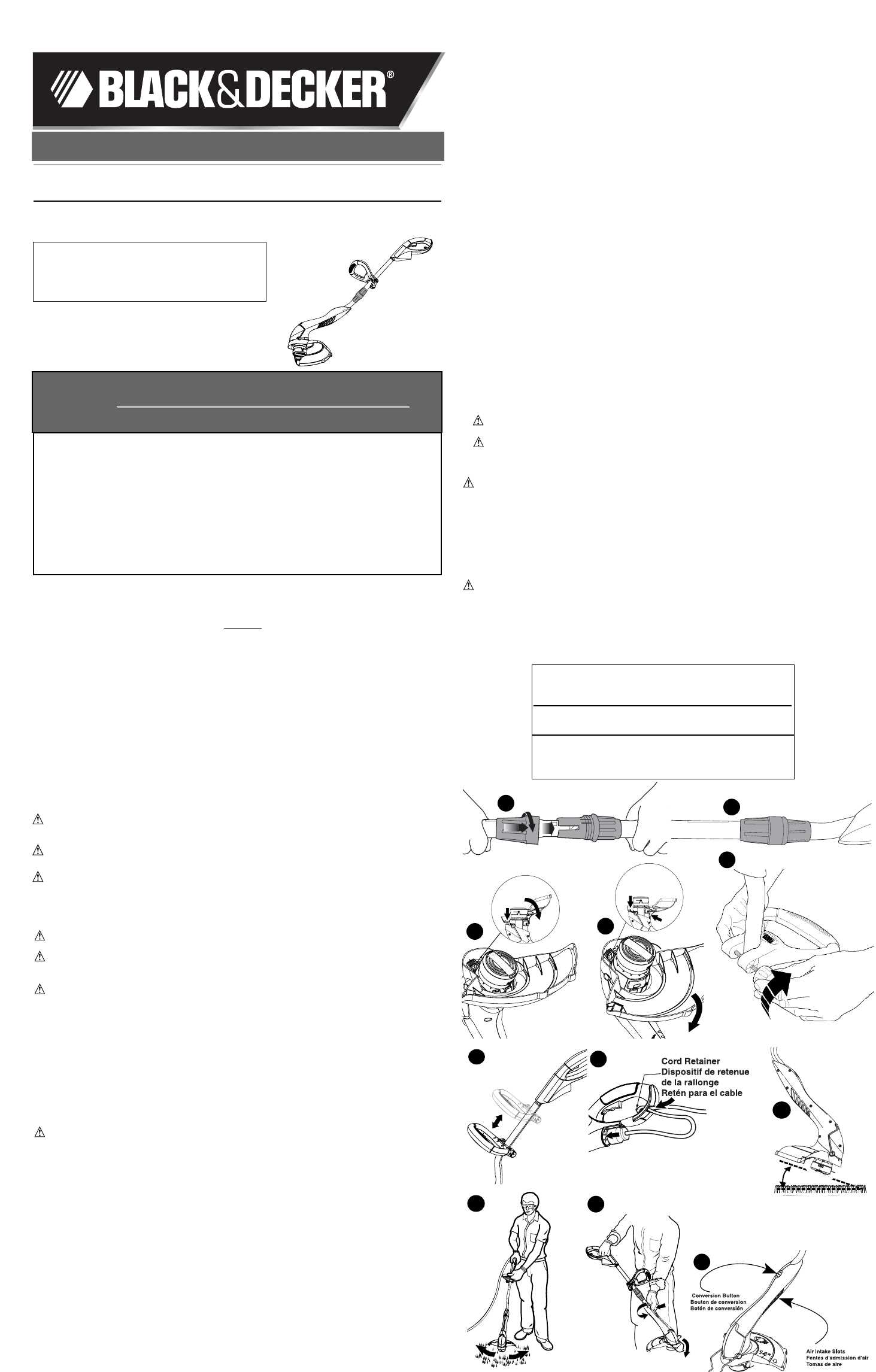 black and decker weed eater instruction manual