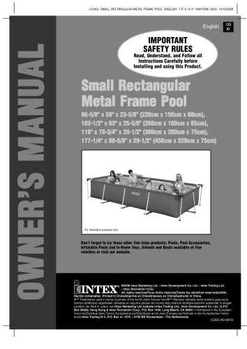 intex swimming pool instruction manual