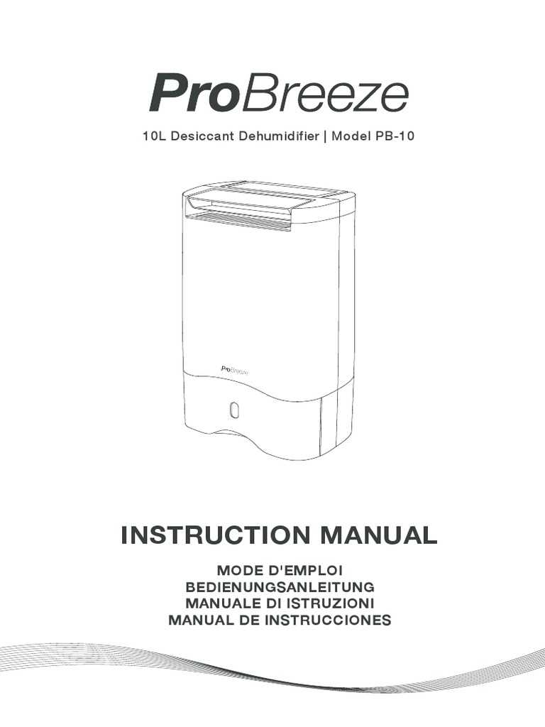 pro breeze dehumidifier instruction manual