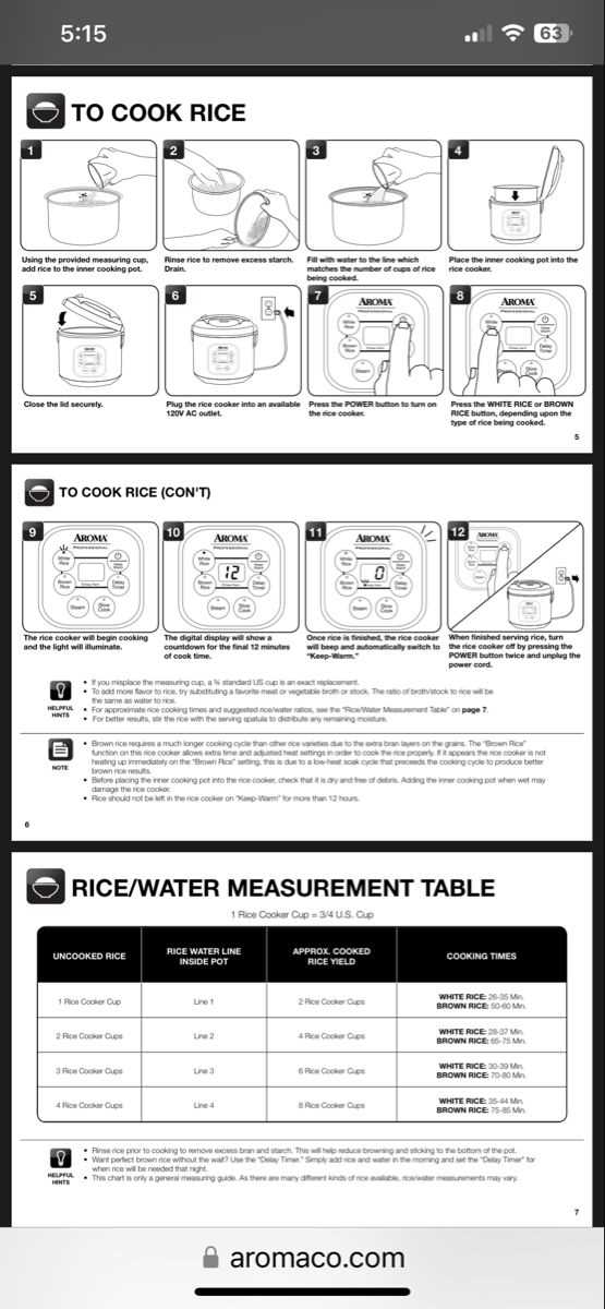 aroma professional rice cooker instruction manual