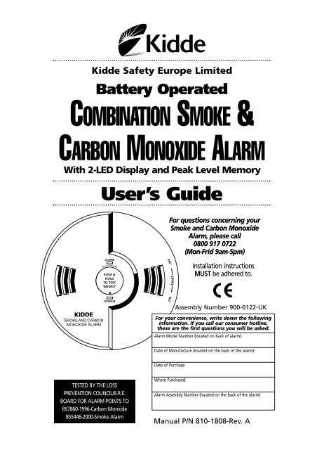 instruction manual for kidde carbon monoxide alarm