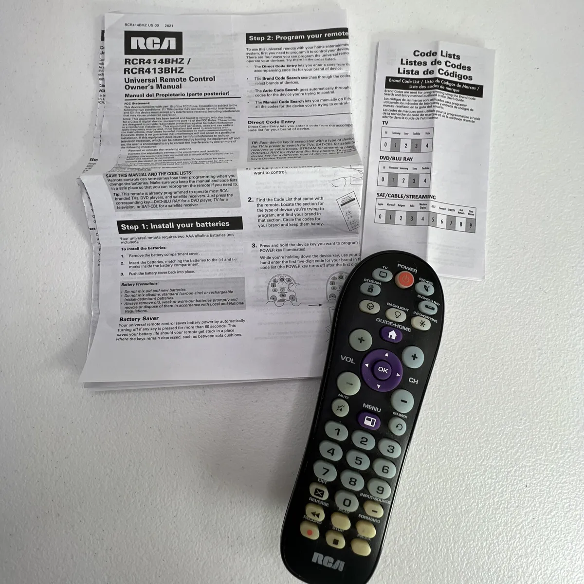 rca remote control instruction manual