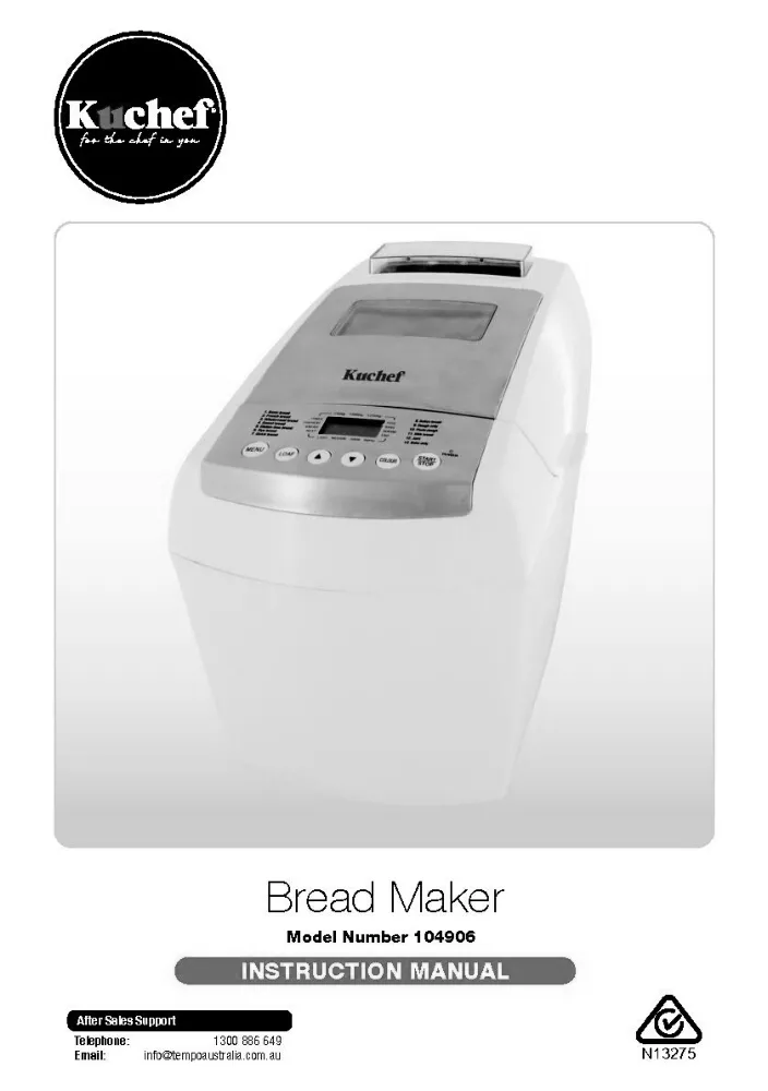 regal bread machine instruction manual