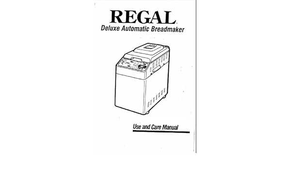 regal bread maker instruction manual