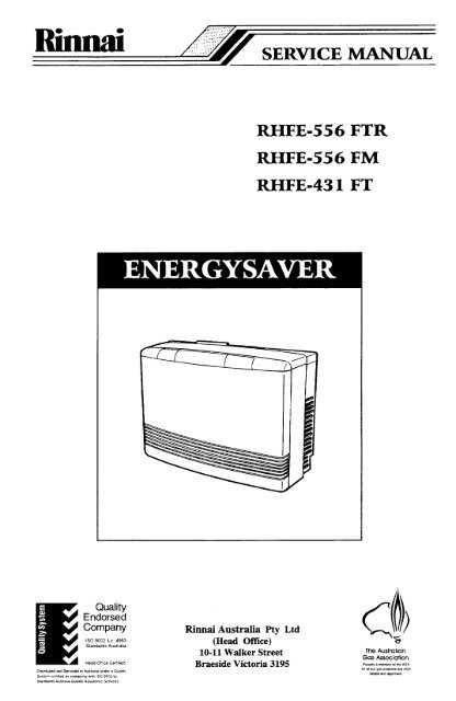 rinnai energysaver 556ftr instruction manual