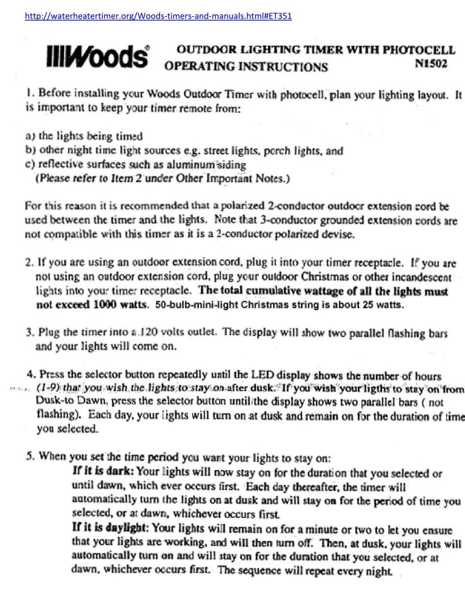 woods outdoor timer instruction manual