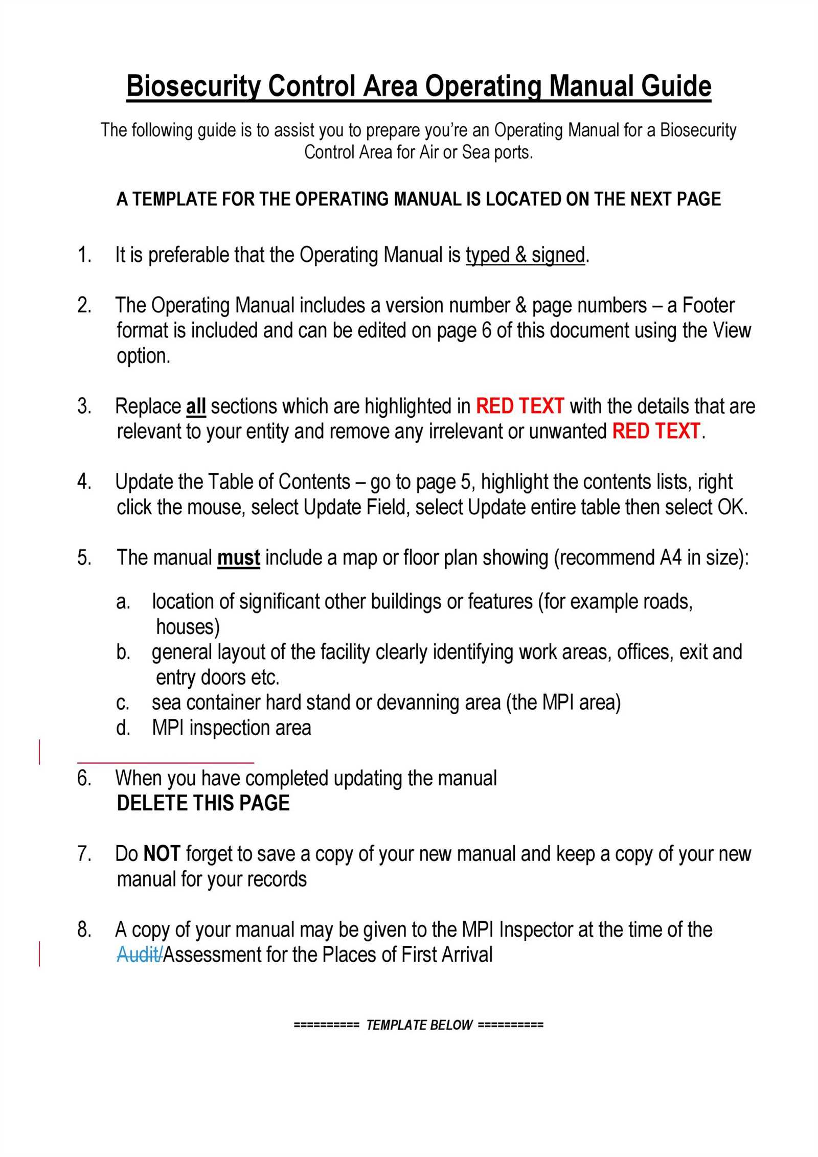 sample instruction manual layout format