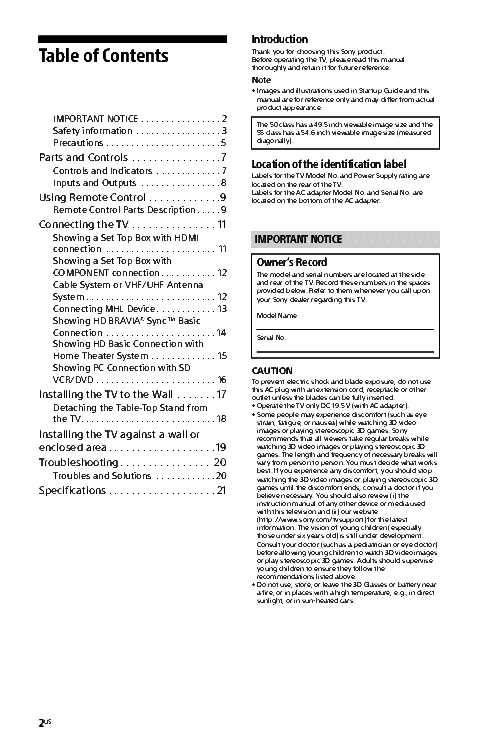 sony bravia instruction manual