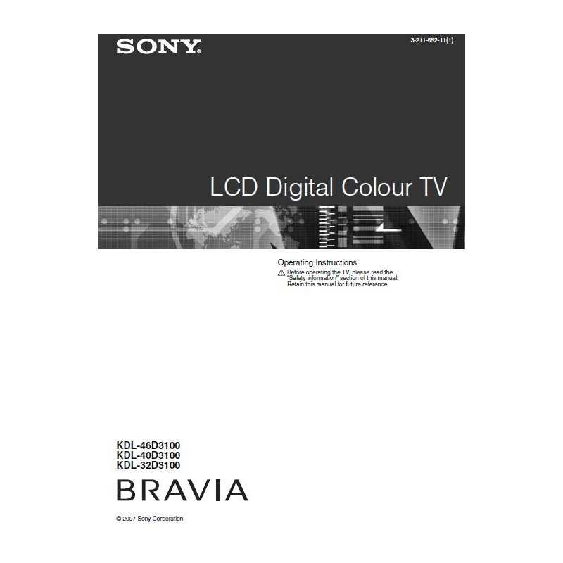 sony bravia tv instruction manual