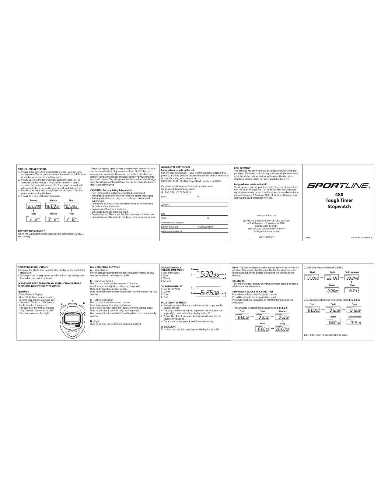 sportline stopwatch instructions manual