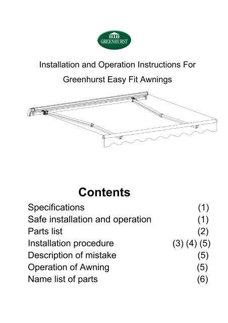 sunsetter awning instruction manual