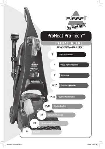 bissell proheat pro tech instruction manual