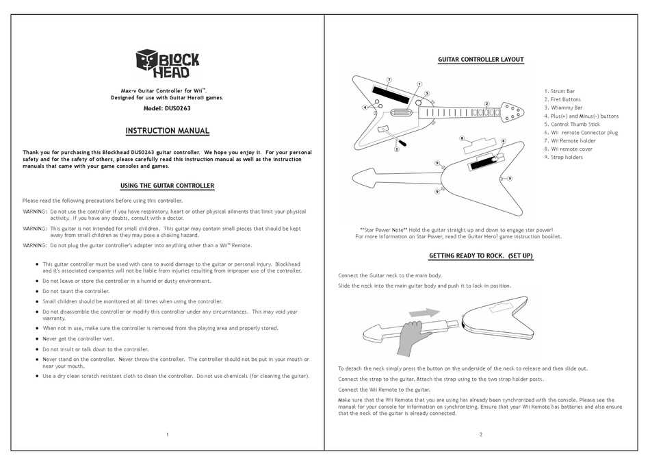 guitar hero instruction manual