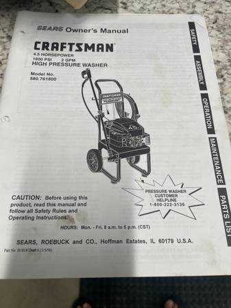 craftsman pressure washer instruction manual