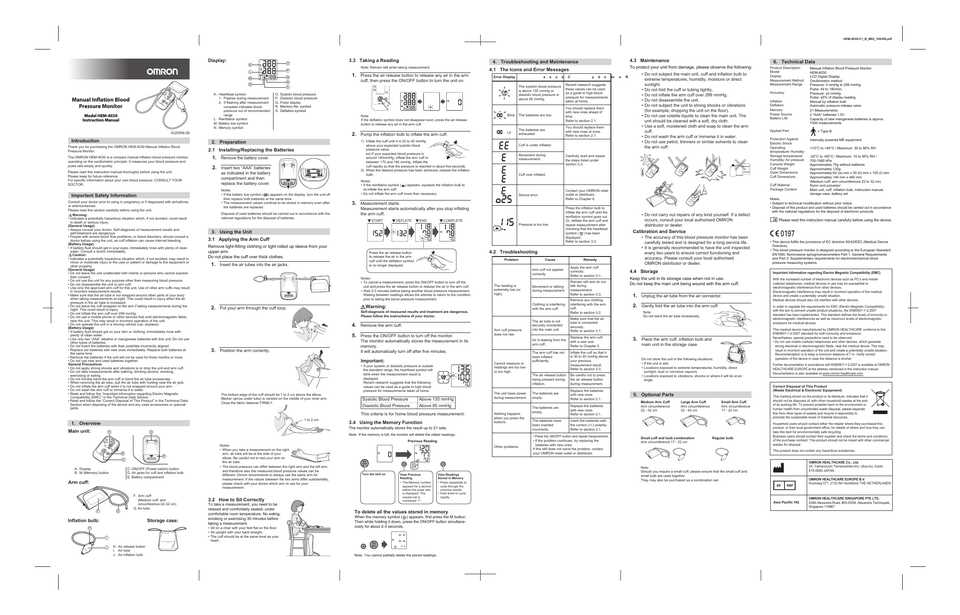 instruction manual omron blood pressure monitor symbols