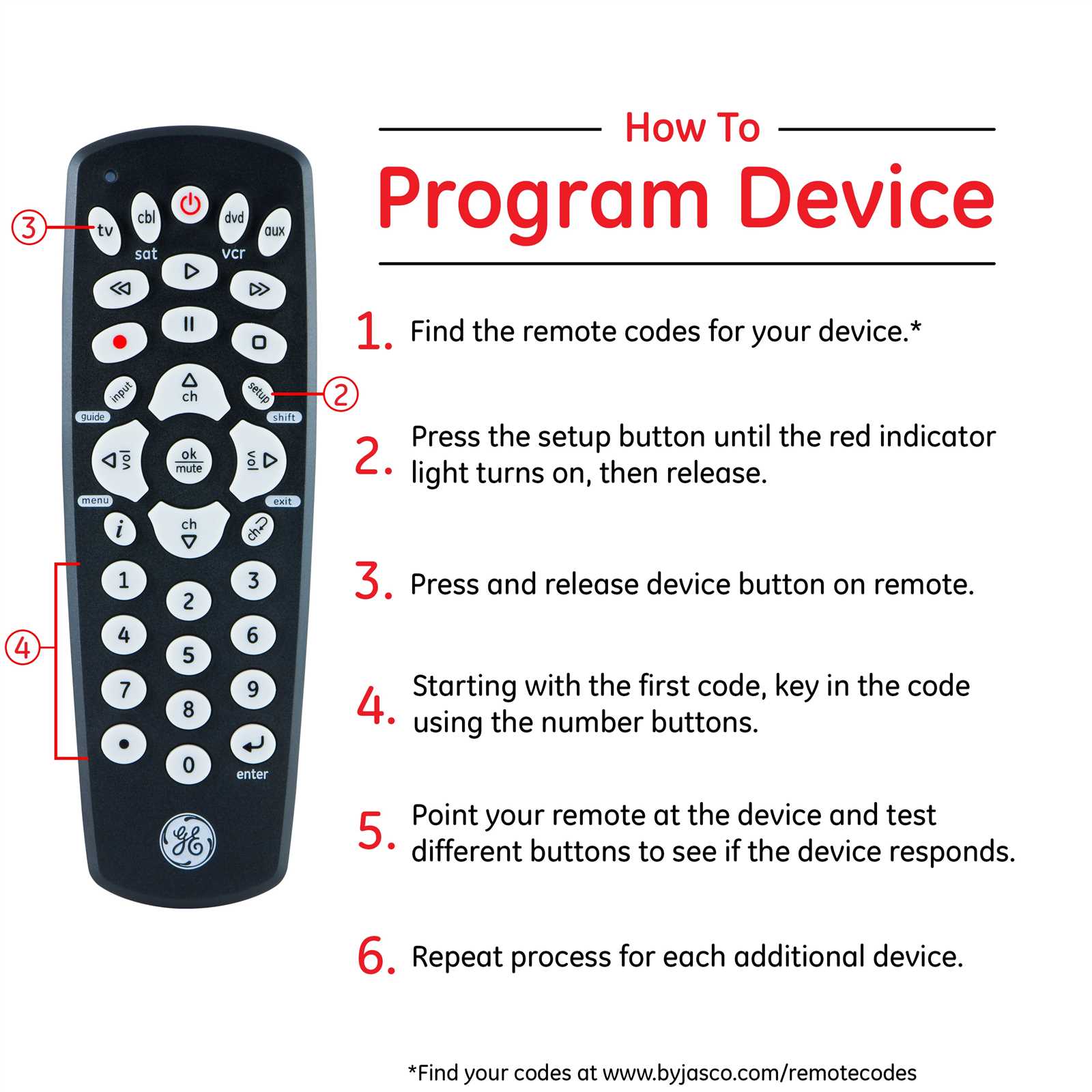 universal remote instruction manual ge