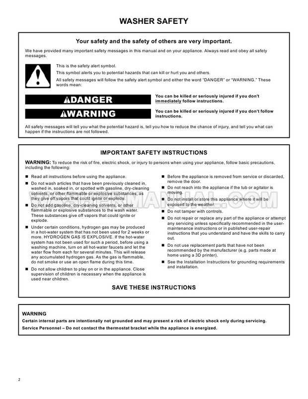 instruction manual for whirlpool washing machine