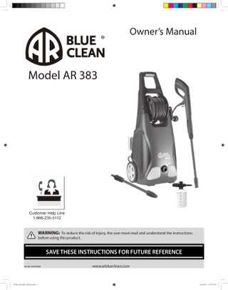 ar blue clean 383 instruction manual
