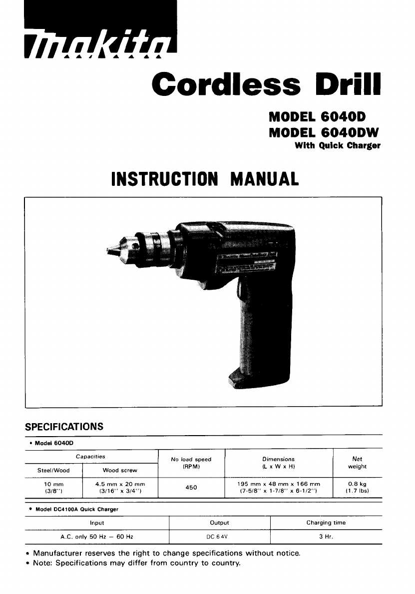 makita cordless drill instruction manual