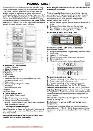 whirlpool 6th sense fridge freezer instructions manual