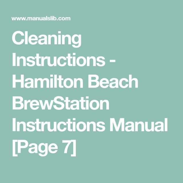 hamilton beach brewstation instruction manual