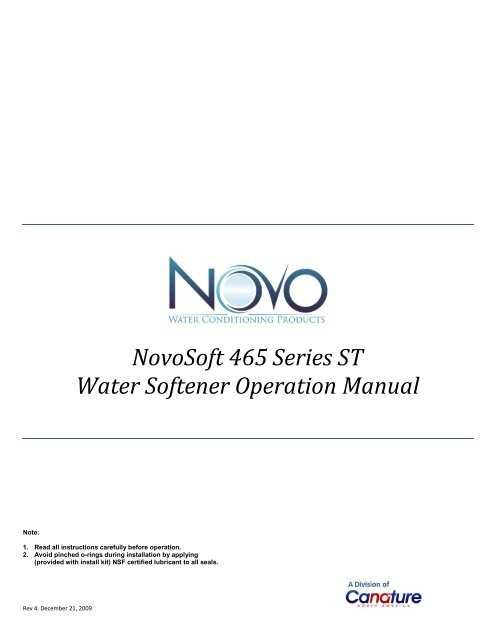 water softener instructions manual