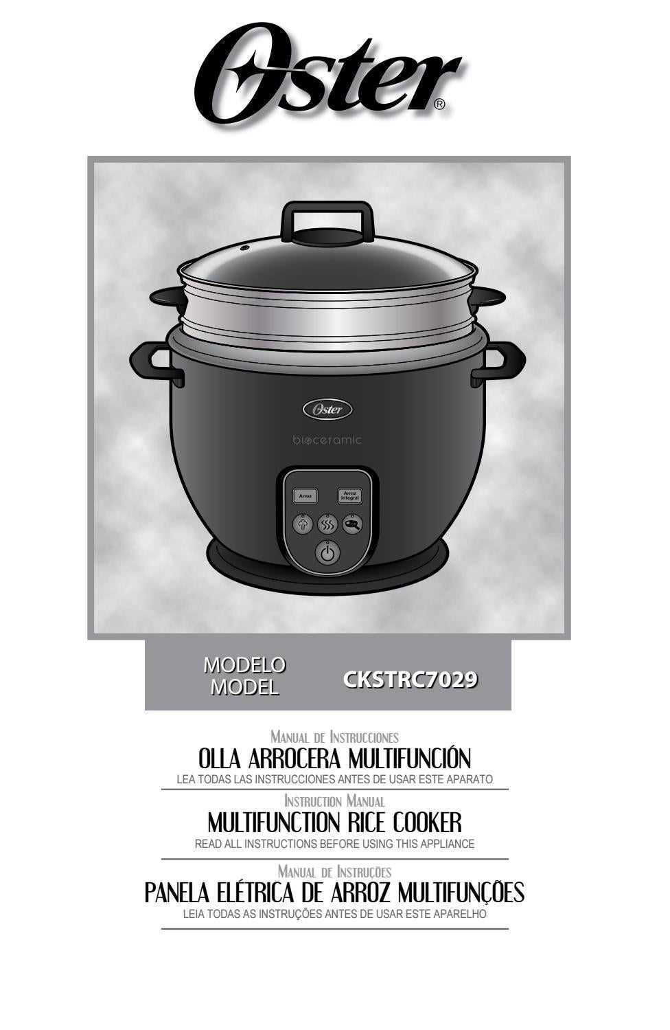 oster rice cooker instruction manual