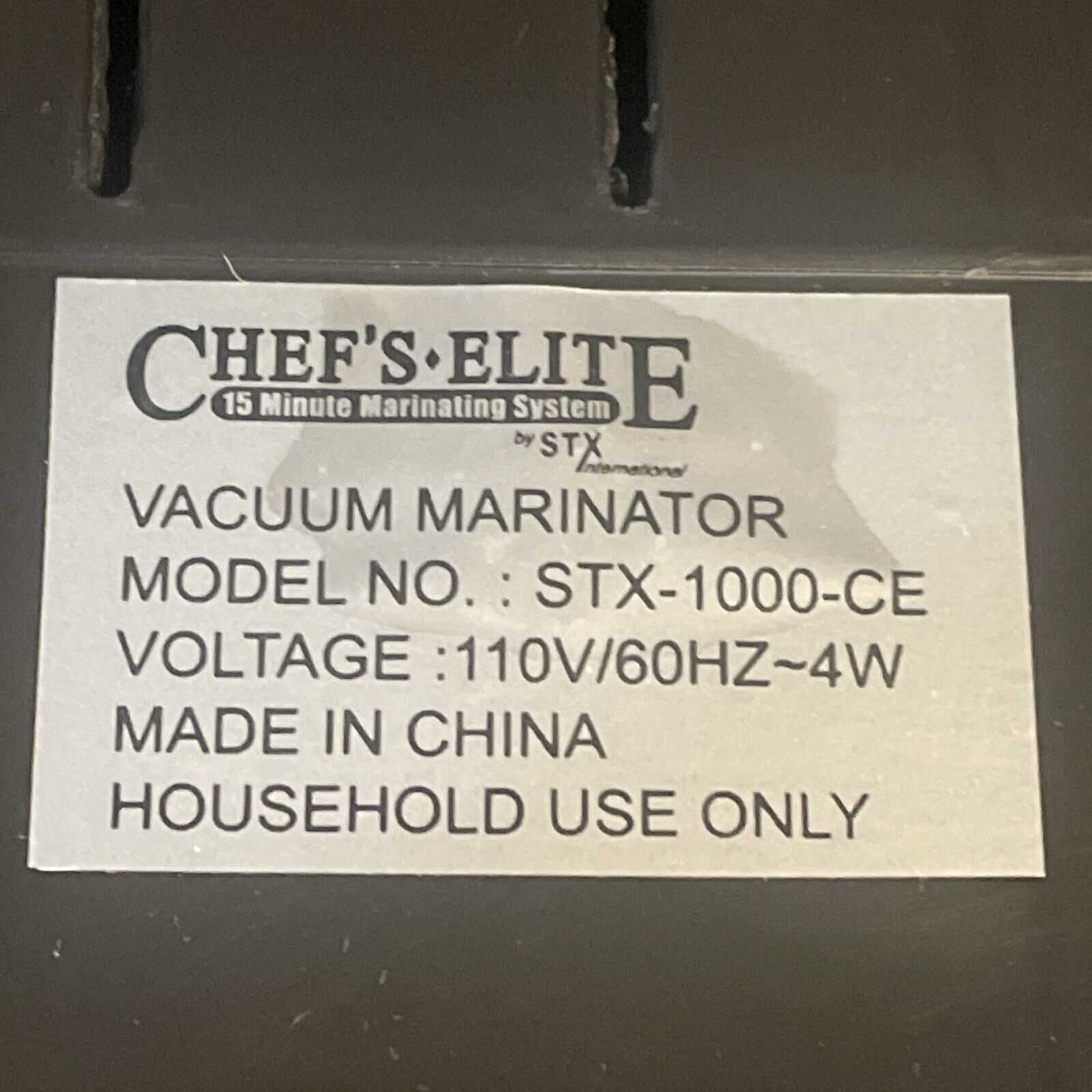 chefs elite vacuum marinator instruction manual