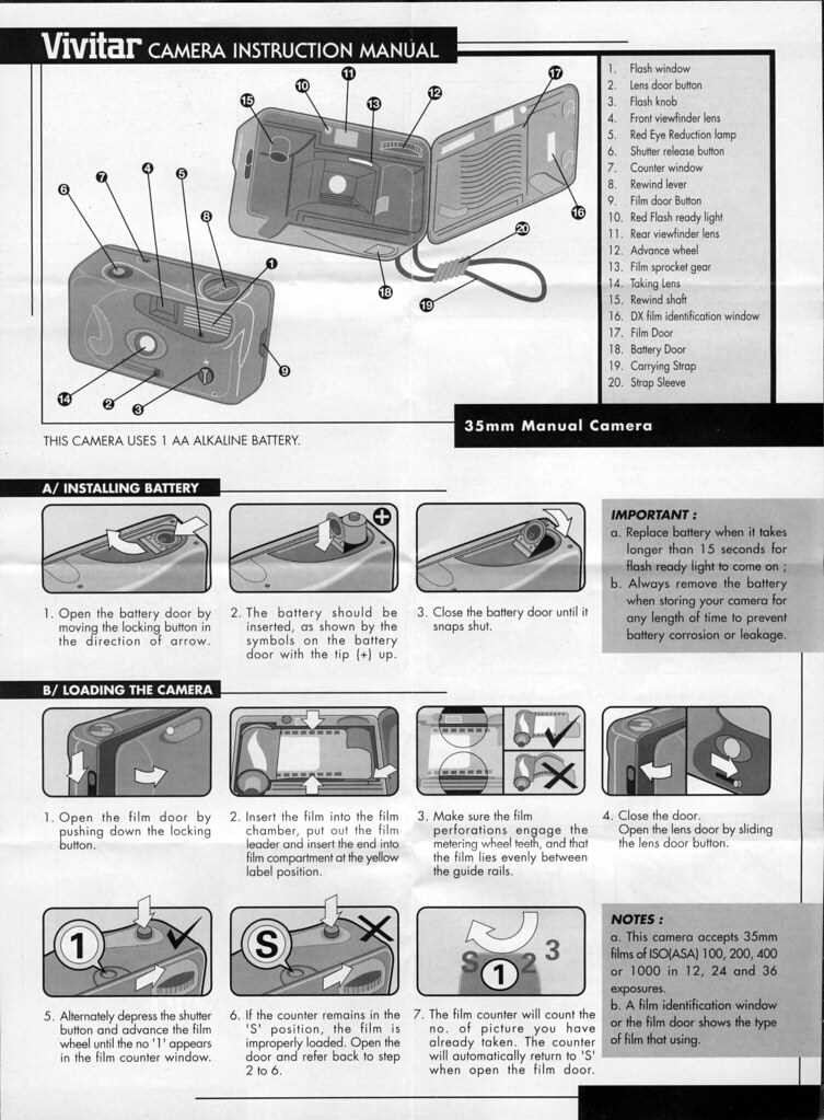 vivitar camera instruction manual