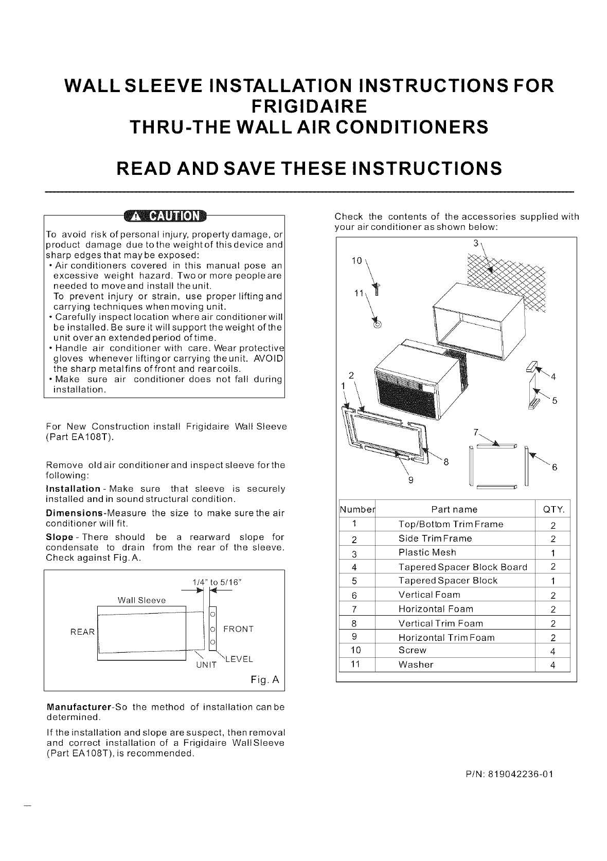 frigidaire ac instruction manual