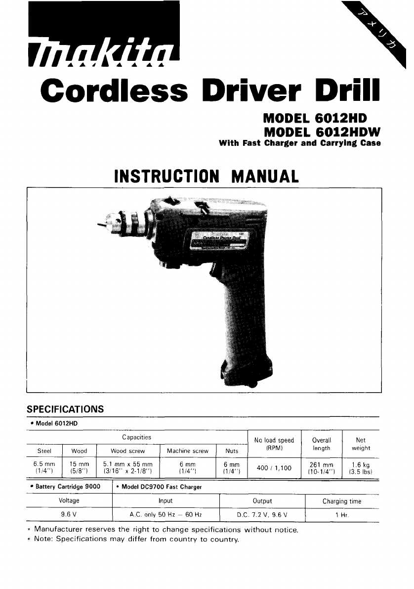 makita cordless drill instruction manual