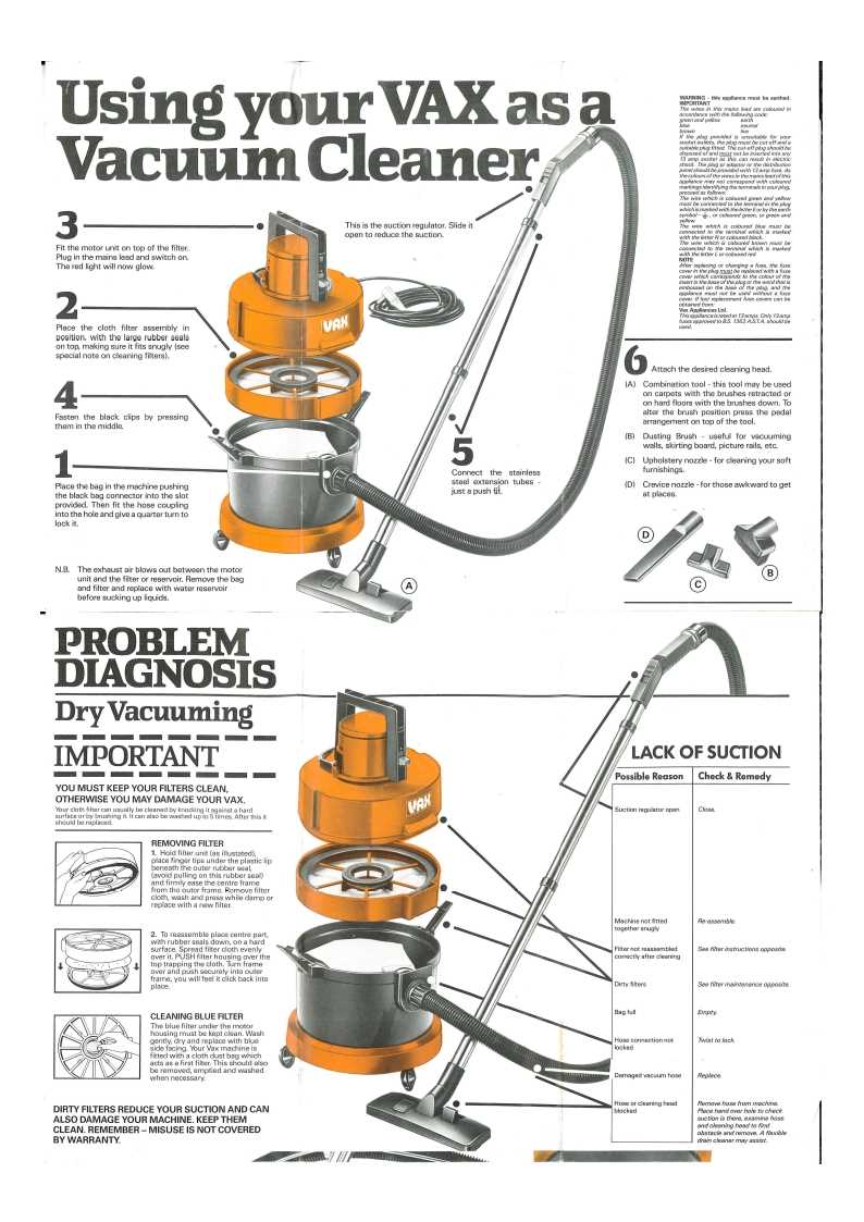 vacuum cleaner instruction manual