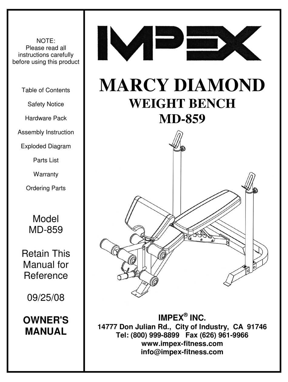 marcy diamond elite instruction manual