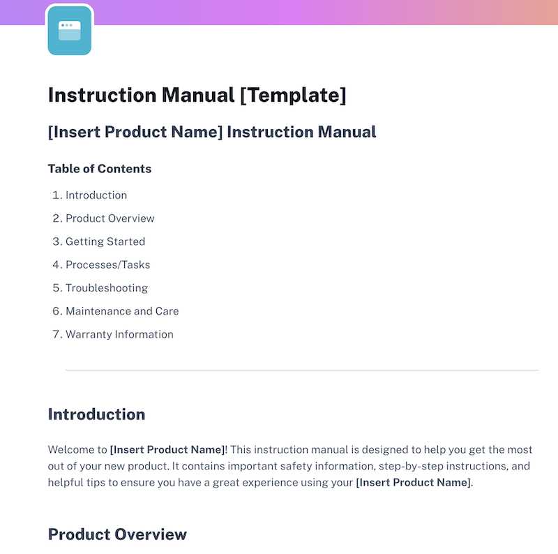 sample instruction manual template
