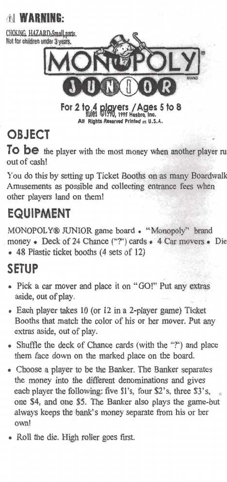 electronic monopoly instructions manual