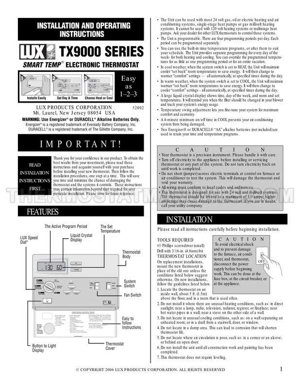 lux thermostat instruction manual