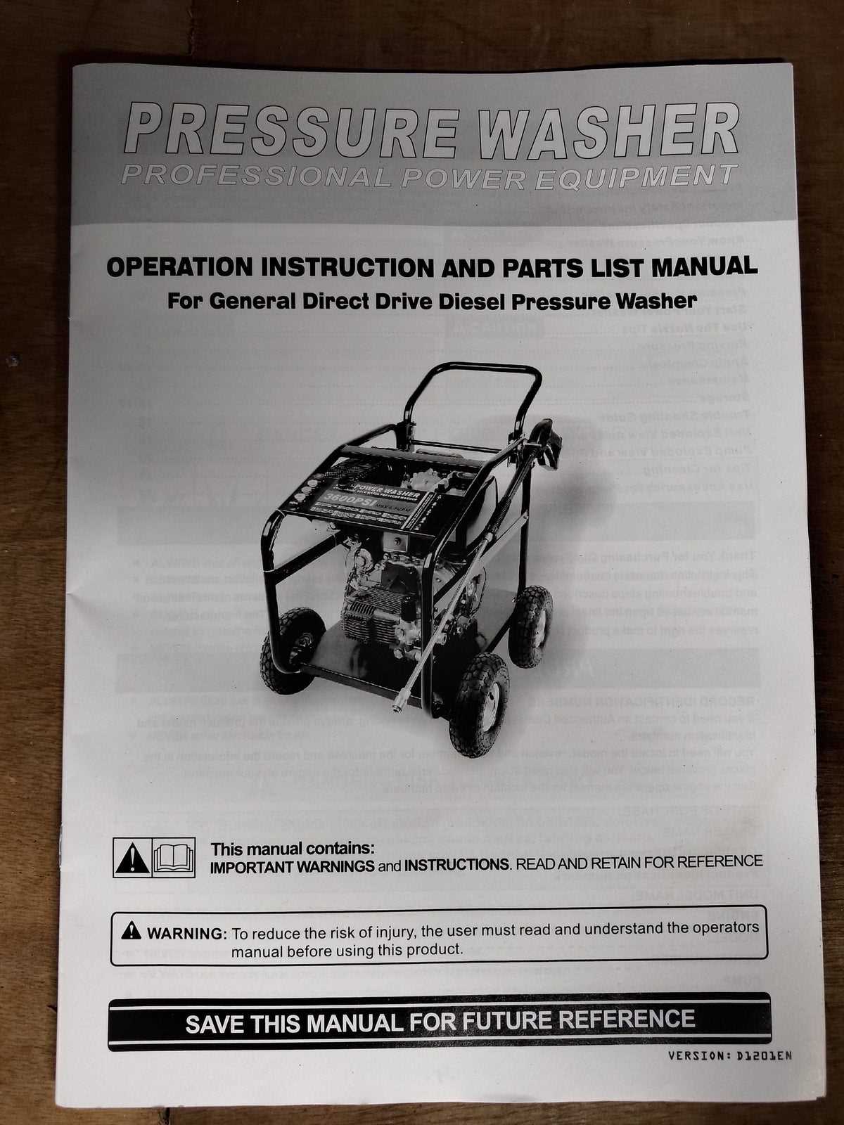 craftsman pressure washer instruction manual