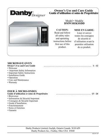 danby microwave instruction manual