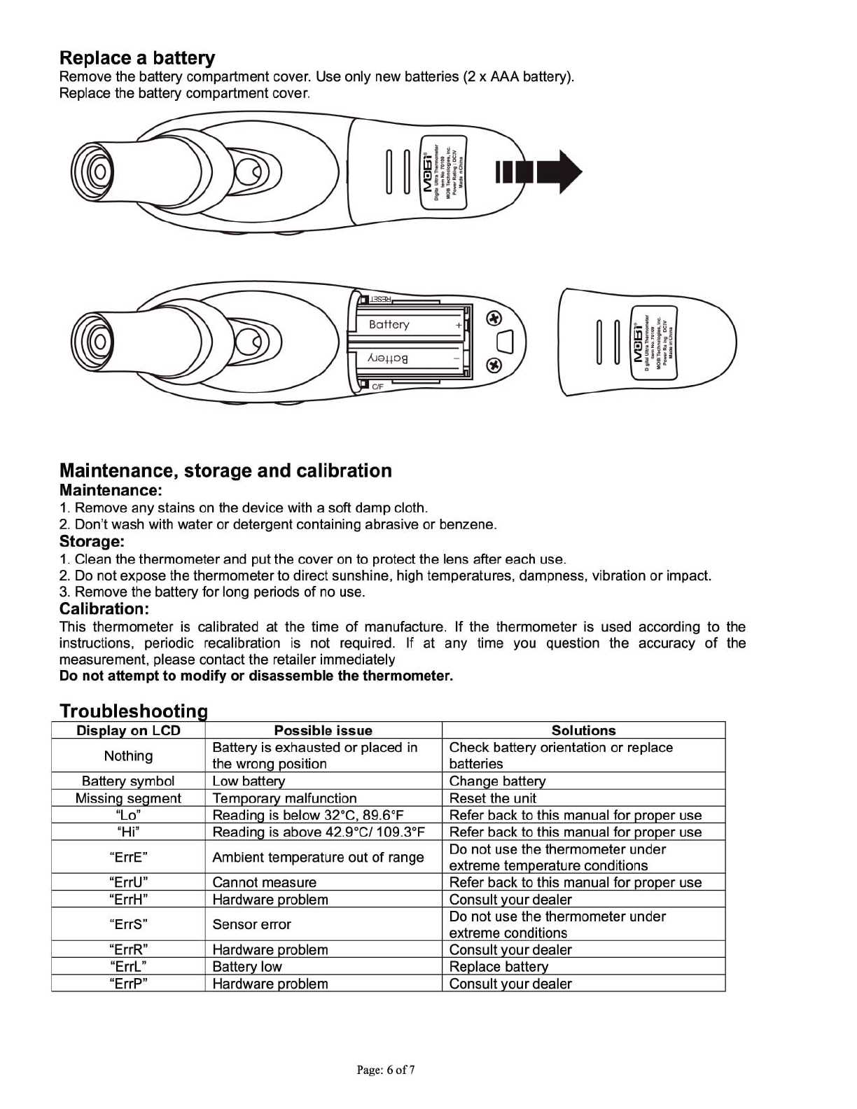 mobi thermometer instruction manual