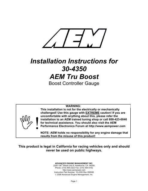 aem tru boost instruction manual