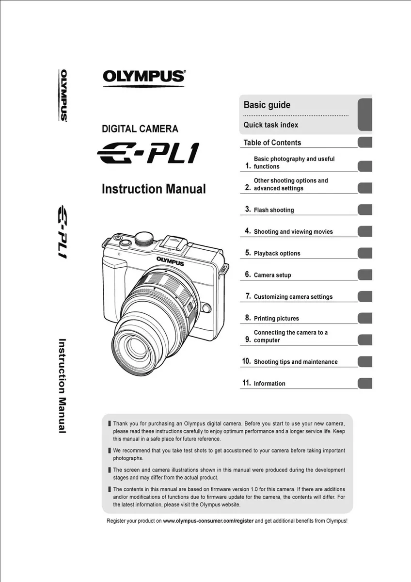 olympus pen e pl1 instruction manual