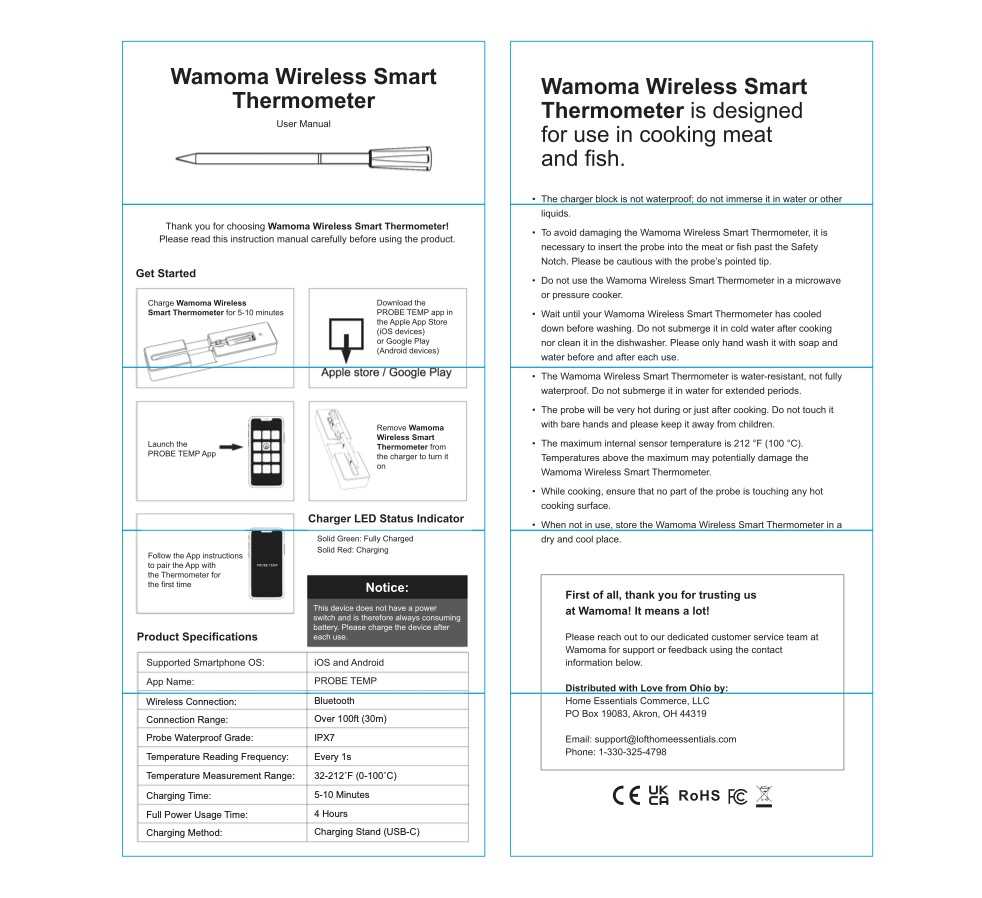 williams sonoma remote thermometer instruction manual